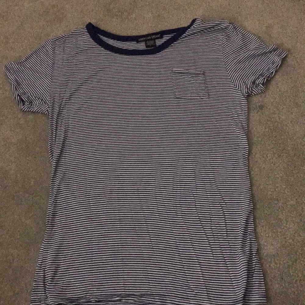 Navy and White striped pocket tee